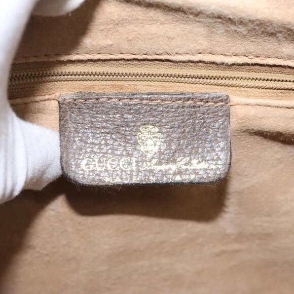 GUCCI GG Supreme Web Sherry Line Boston Bag PVC Beige Red - Picture 12 of 16